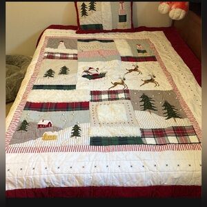 Twin sized quilted Christmas blanket and sham